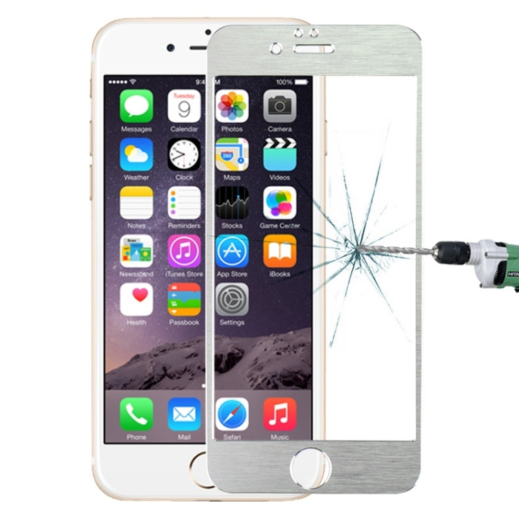 0.3mm 2.5D Titanium Alloy Brush Explosion-proof Screen Tempered Glass Film for iPhone 6 Plus