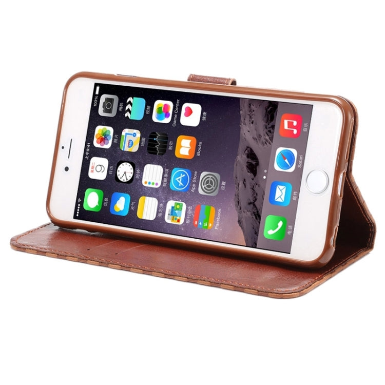 Embossing Grid Texture Horizontal Flip Leather Case with Holder & Card Slot for iPhone 6 Plus & 6S Plus