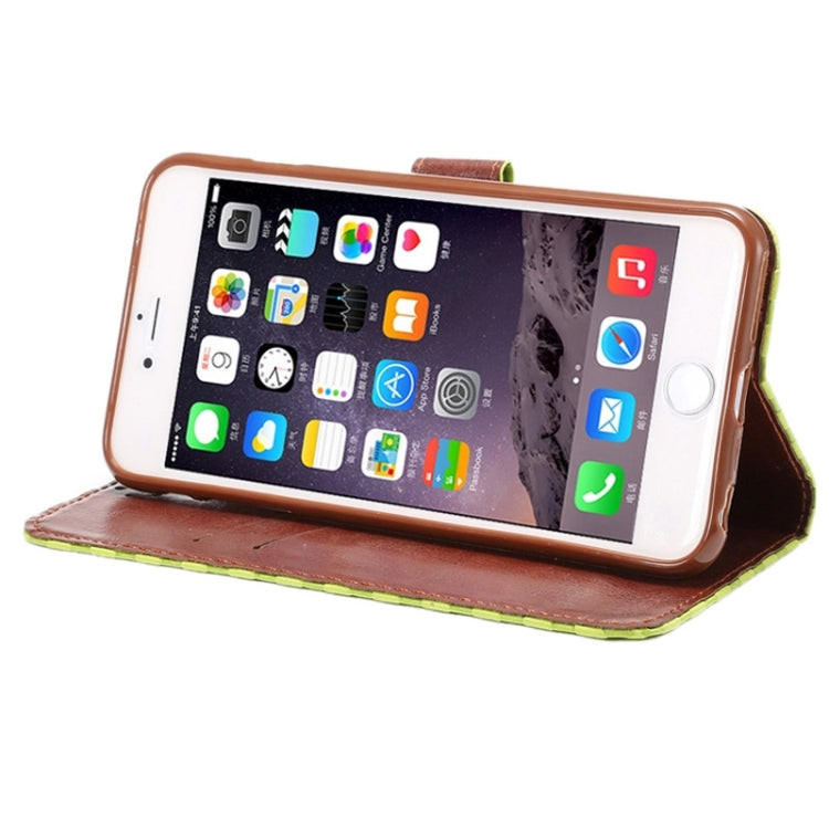 Embossing Grid Texture Horizontal Flip Leather Case with Holder & Card Slot for iPhone 6 Plus & 6S Plus