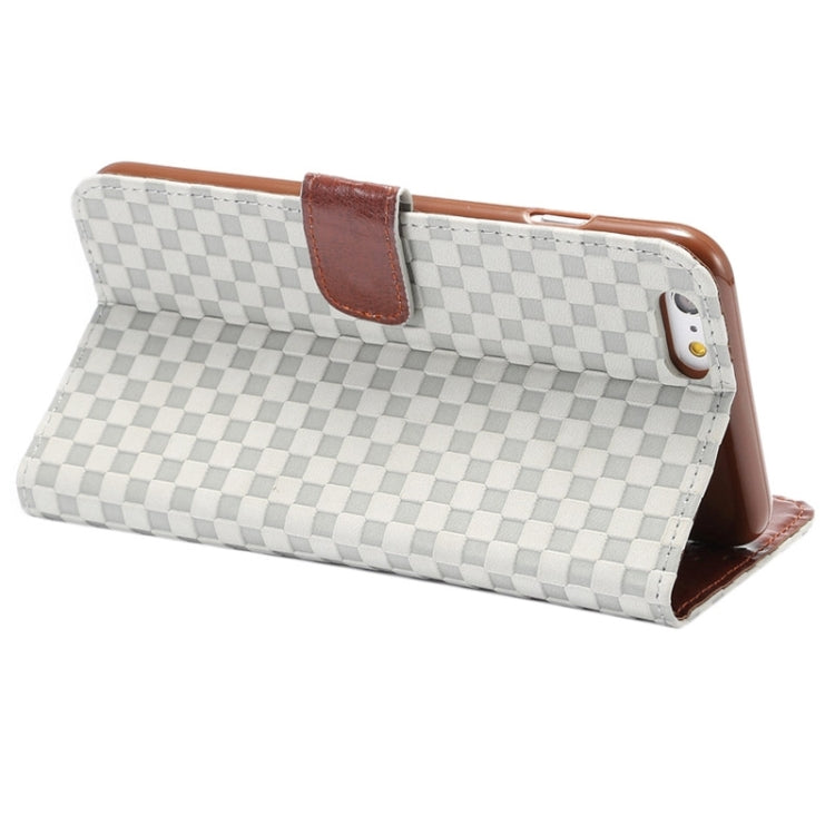 Embossing Grid Texture Horizontal Flip Leather Case with Holder & Card Slot for iPhone 6 Plus & 6S Plus