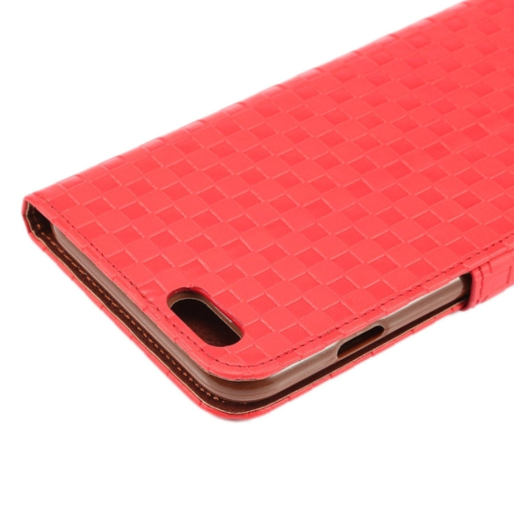 Embossing Grid Texture Horizontal Flip Leather Case with Holder & Card Slot for iPhone 6 Plus & 6S Plus