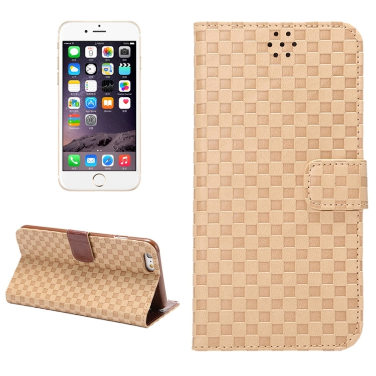 Embossing Grid Texture Horizontal Flip Leather Case with Holder & Card Slot for iPhone 6 Plus & 6S Plus