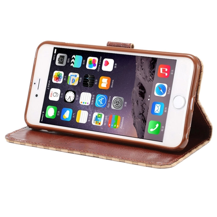 Embossing Grid Texture Horizontal Flip Leather Case with Holder & Card Slot for iPhone 6 Plus & 6S Plus