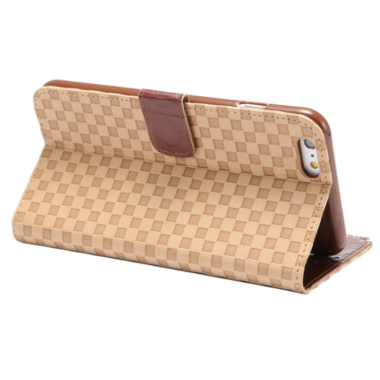Embossing Grid Texture Horizontal Flip Leather Case with Holder & Card Slot for iPhone 6 Plus & 6S Plus
