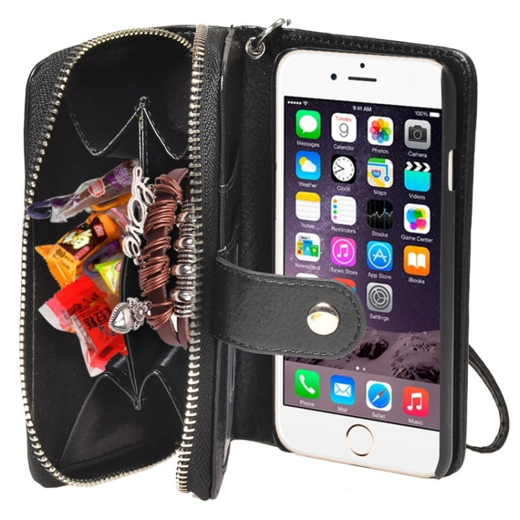 2 in 1 Separable Zipper Wallet Leather Case with Lanyard for iPhone 6 Plus & 6S Plus