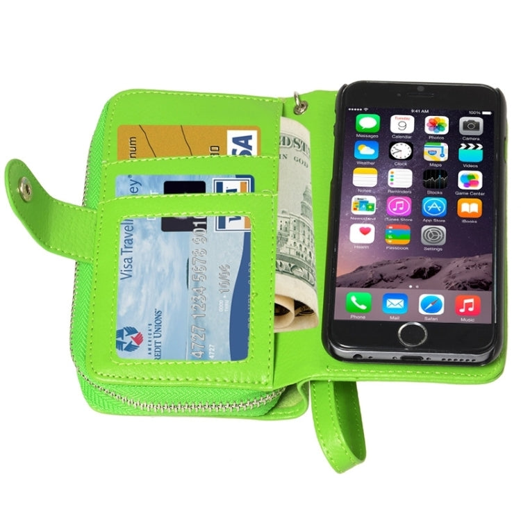 2 in 1 Separable Zipper Wallet Leather Case with Lanyard for iPhone 6 Plus & 6S Plus
