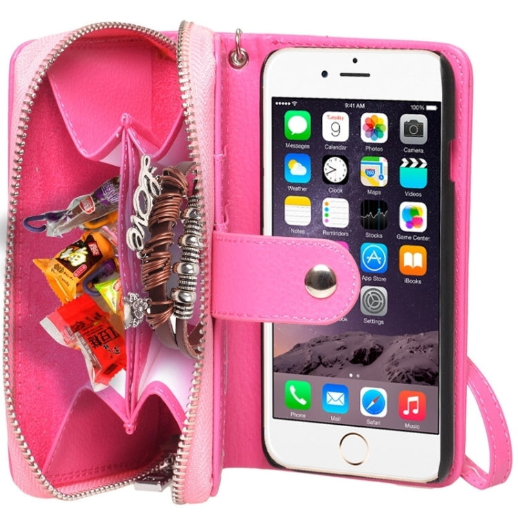 2 in 1 Separable Zipper Wallet Leather Case with Lanyard for iPhone 6 Plus & 6S Plus