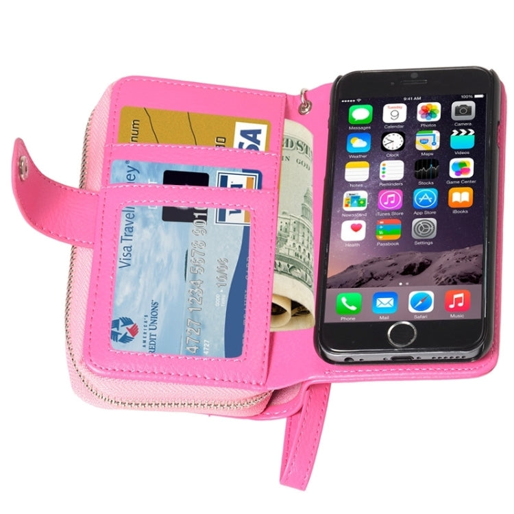 2 in 1 Separable Zipper Wallet Leather Case with Lanyard for iPhone 6 Plus & 6S Plus