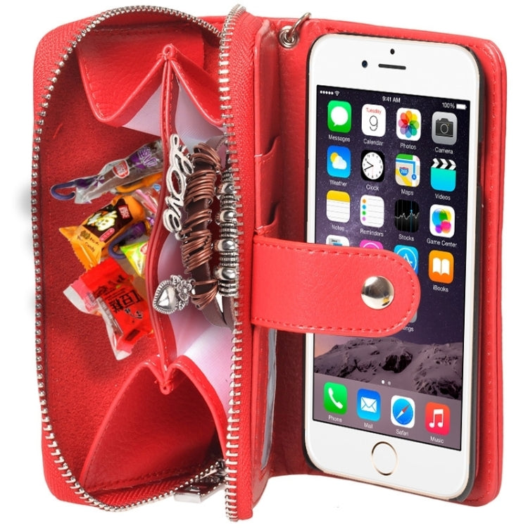 2 in 1 Separable Zipper Wallet Leather Case with Lanyard for iPhone 6 Plus & 6S Plus