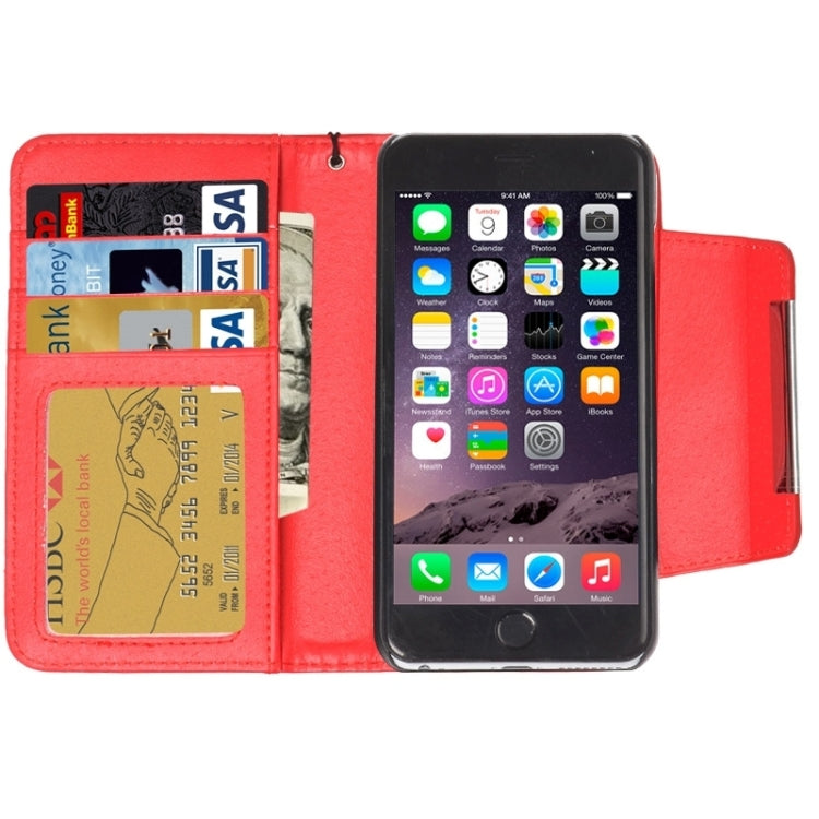 2 in 1 Separable Wallet Style Magnetic Flip PU Leather Case with Lanyard for iPhone 6 Plus & 6S Plus