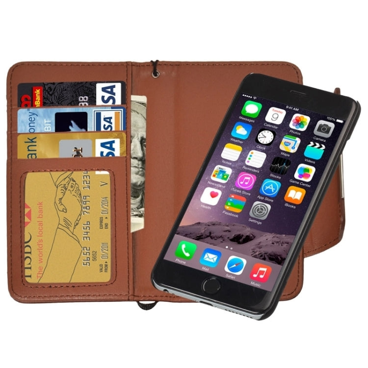 2 in 1 Separable Wallet Style Magnetic Flip PU Leather Case with Lanyard for iPhone 6 Plus & 6S Plus