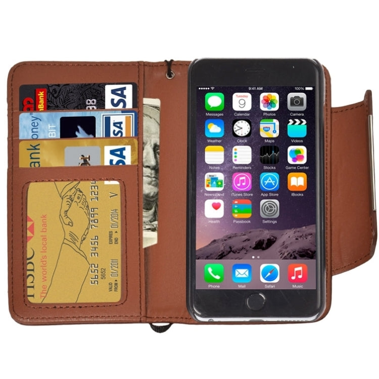 2 in 1 Separable Wallet Style Magnetic Flip PU Leather Case with Lanyard for iPhone 6 Plus & 6S Plus