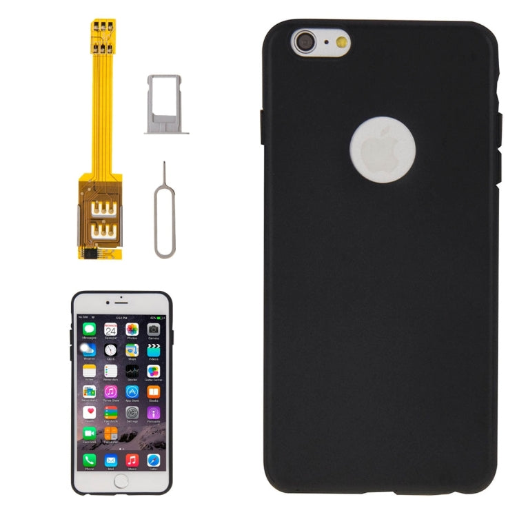 4 in 1 (Dual SIM Card Adapter + TPU Case + Tray Holder + Sim Card Tray Holder Eject Pin Key), For iPhone 6 Plus