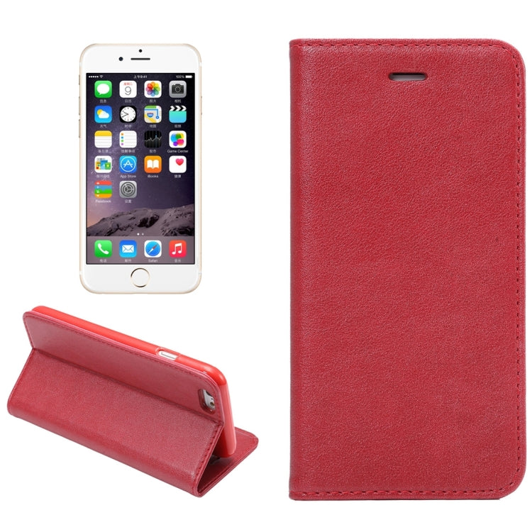 For iPhone 6 Plus & 6s Plus Sheep Texture Magnetic Adsorption Horizontal Flip PU Leather Case with Card Slot & Holder