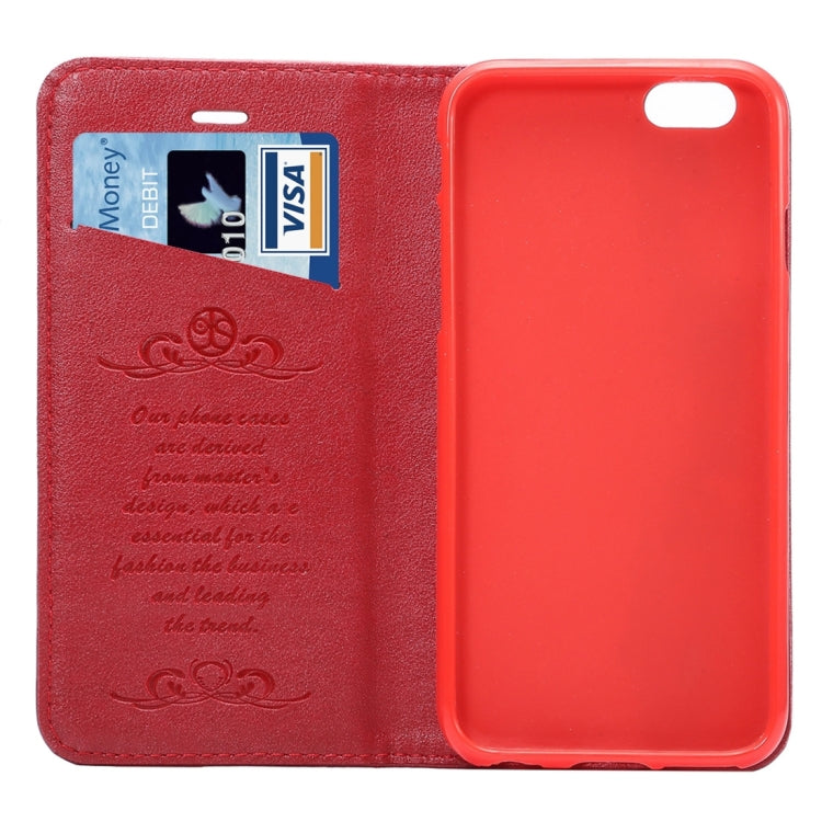 For iPhone 6 Plus & 6s Plus Sheep Texture Magnetic Adsorption Horizontal Flip PU Leather Case with Card Slot & Holder