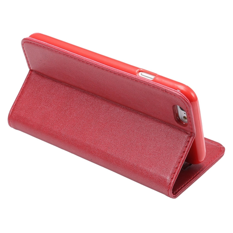 For iPhone 6 Plus & 6s Plus Sheep Texture Magnetic Adsorption Horizontal Flip PU Leather Case with Card Slot & Holder