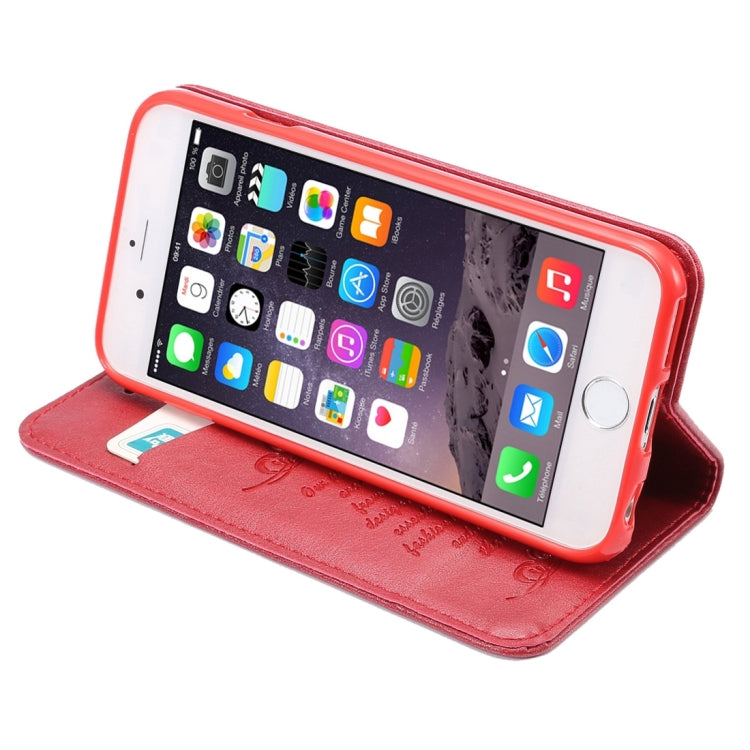 For iPhone 6 Plus & 6s Plus Sheep Texture Magnetic Adsorption Horizontal Flip PU Leather Case with Card Slot & Holder