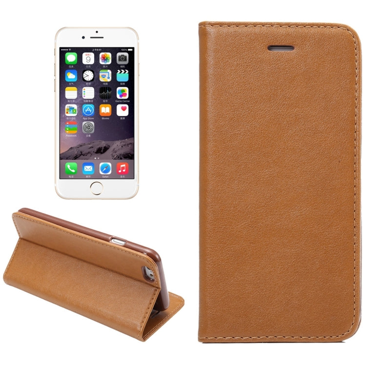 For iPhone 6 Plus & 6s Plus Sheep Texture Magnetic Adsorption Horizontal Flip PU Leather Case with Card Slot & Holder