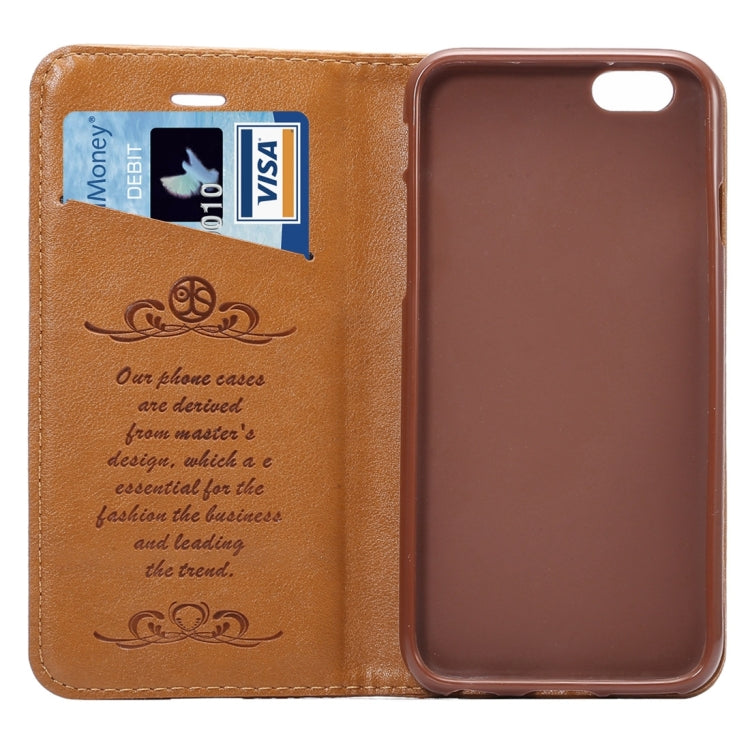 For iPhone 6 Plus & 6s Plus Sheep Texture Magnetic Adsorption Horizontal Flip PU Leather Case with Card Slot & Holder