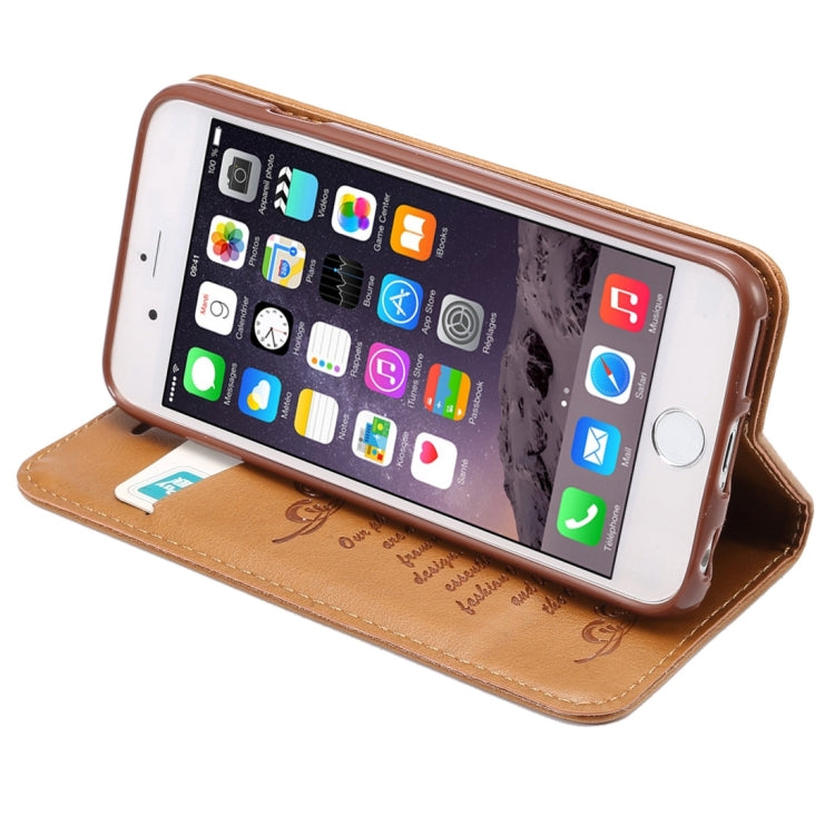 For iPhone 6 Plus & 6s Plus Sheep Texture Magnetic Adsorption Horizontal Flip PU Leather Case with Card Slot & Holder