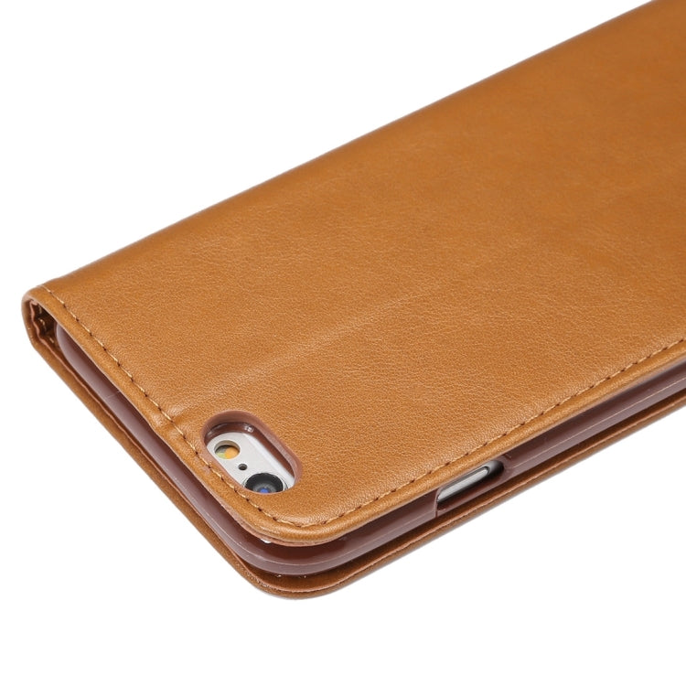 For iPhone 6 Plus & 6s Plus Sheep Texture Magnetic Adsorption Horizontal Flip PU Leather Case with Card Slot & Holder