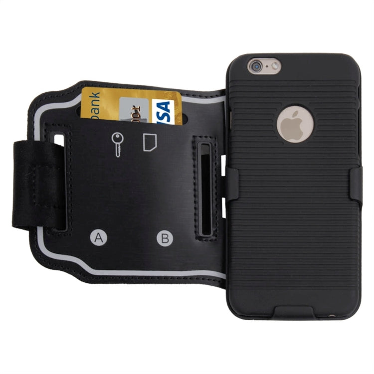 For iPhone 6 Plus & 6s Plus Sport Armband Case Hard Back Cover with Back Splint & Keys Bag / Change Pocket / Card Slots