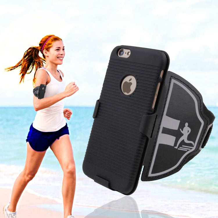 For iPhone 6 Plus & 6s Plus Sport Armband Case Hard Back Cover with Back Splint & Keys Bag / Change Pocket / Card Slots