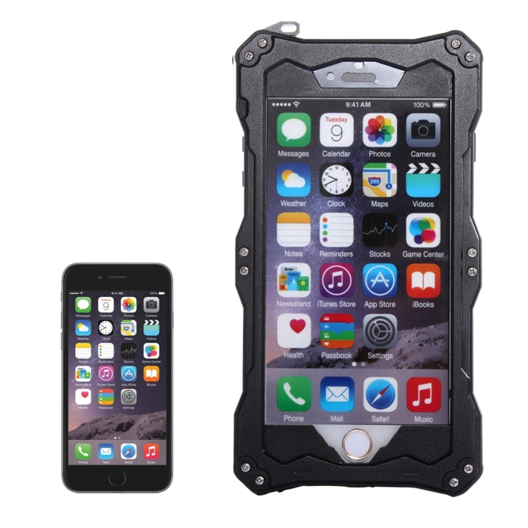 For iPhone 6 Plus & 6s Plus Professional and Powerful Dustproof Shatter-resistant Shockproof IPX7 Waterproof Carbon Fibre Metal Protective Case