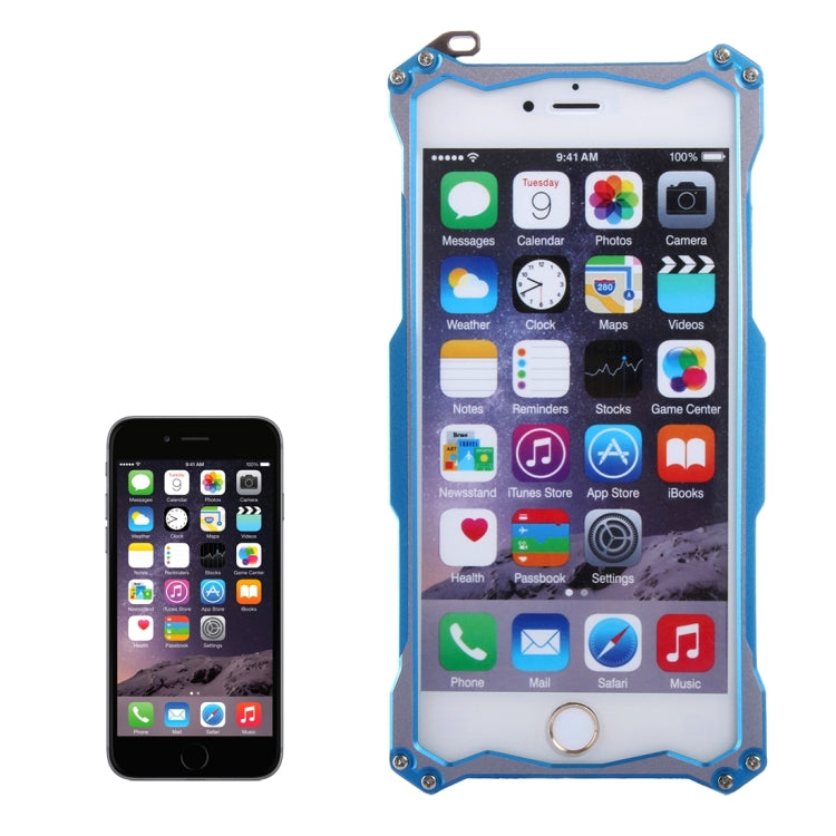 For iPhone 6 Plus & 6s Plus Professional and Powerful Dustproof Shatter-resistant Carbon Fibre Metal Protective Case with Hook (Blue)