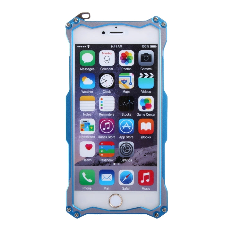 For iPhone 6 Plus & 6s Plus Professional and Powerful Dustproof Shatter-resistant Carbon Fibre Metal Protective Case with Hook (Blue)