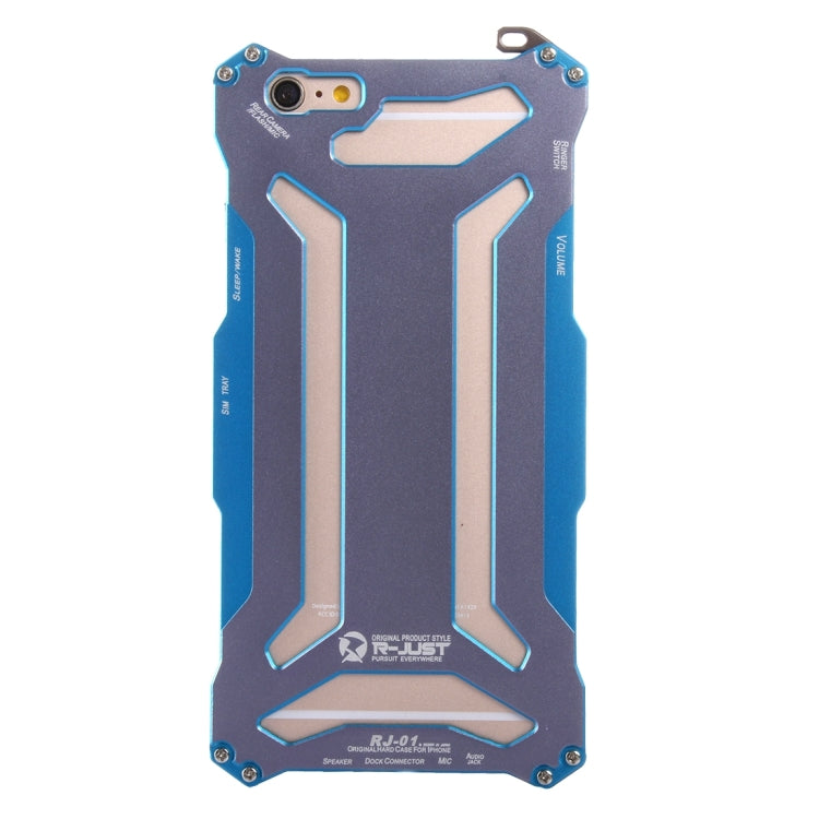 For iPhone 6 Plus & 6s Plus Professional and Powerful Dustproof Shatter-resistant Carbon Fibre Metal Protective Case with Hook (Blue)