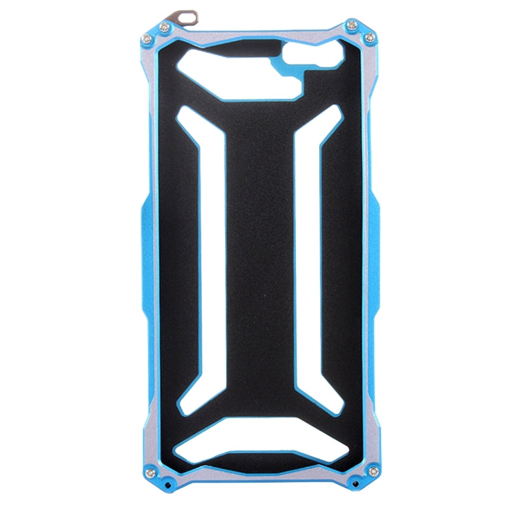 For iPhone 6 Plus & 6s Plus Professional and Powerful Dustproof Shatter-resistant Carbon Fibre Metal Protective Case with Hook (Blue)