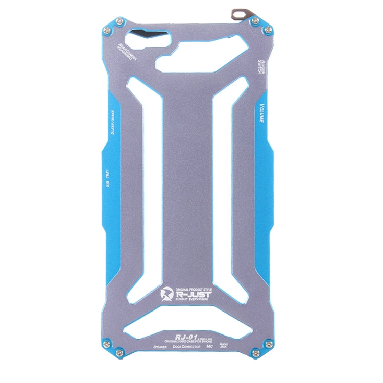 For iPhone 6 Plus & 6s Plus Professional and Powerful Dustproof Shatter-resistant Carbon Fibre Metal Protective Case with Hook (Blue)