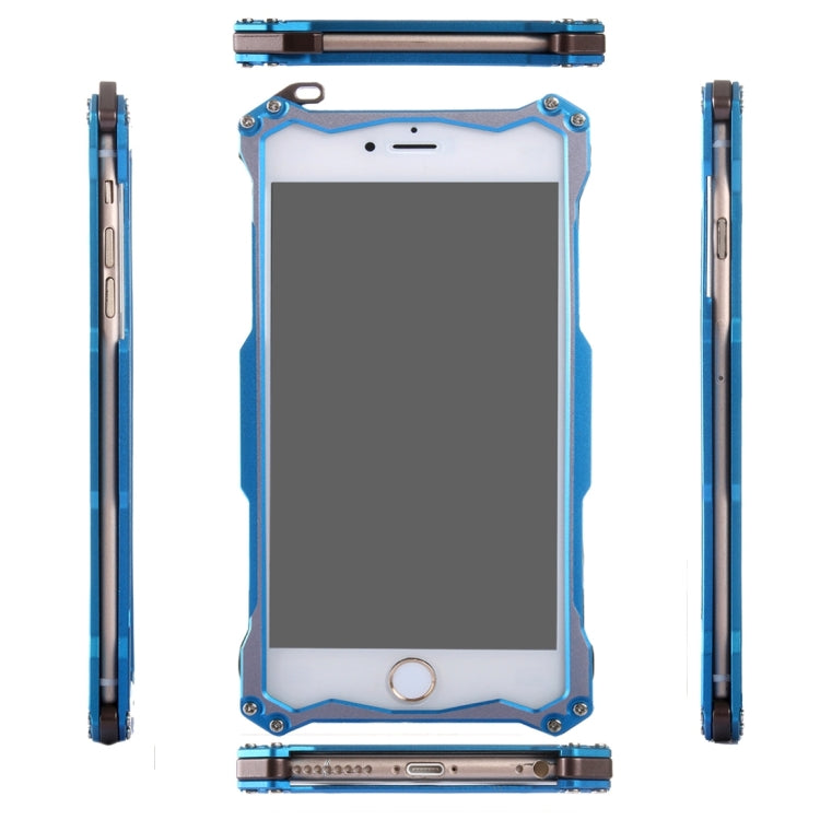 For iPhone 6 Plus & 6s Plus Professional and Powerful Dustproof Shatter-resistant Carbon Fibre Metal Protective Case with Hook (Blue)