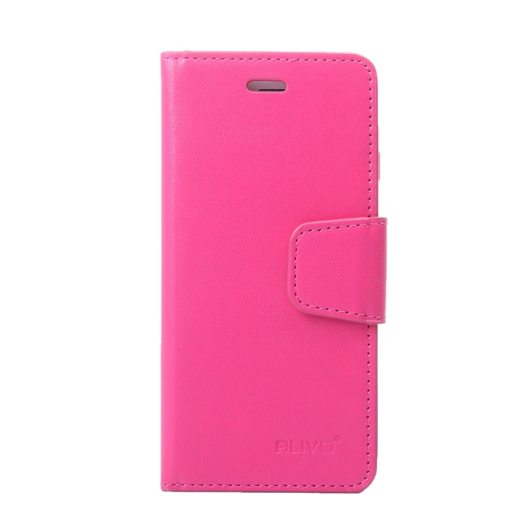 ALIVO for iPhone 6 Plus & 6s Plus Horizontal Flip Solid Color Oil Edge Leather Case with Card Slots & Holder & Wallet(Magenta)