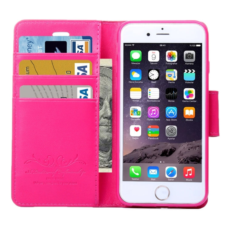 ALIVO for iPhone 6 Plus & 6s Plus Horizontal Flip Solid Color Oil Edge Leather Case with Card Slots & Holder & Wallet(Magenta)