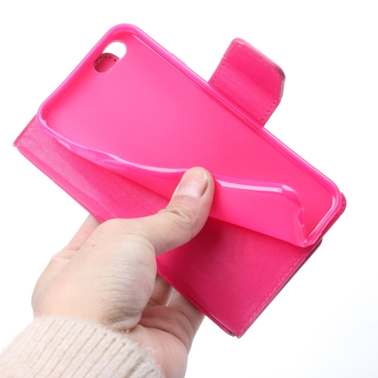ALIVO for iPhone 6 Plus & 6s Plus Horizontal Flip Solid Color Oil Edge Leather Case with Card Slots & Holder & Wallet(Magenta)