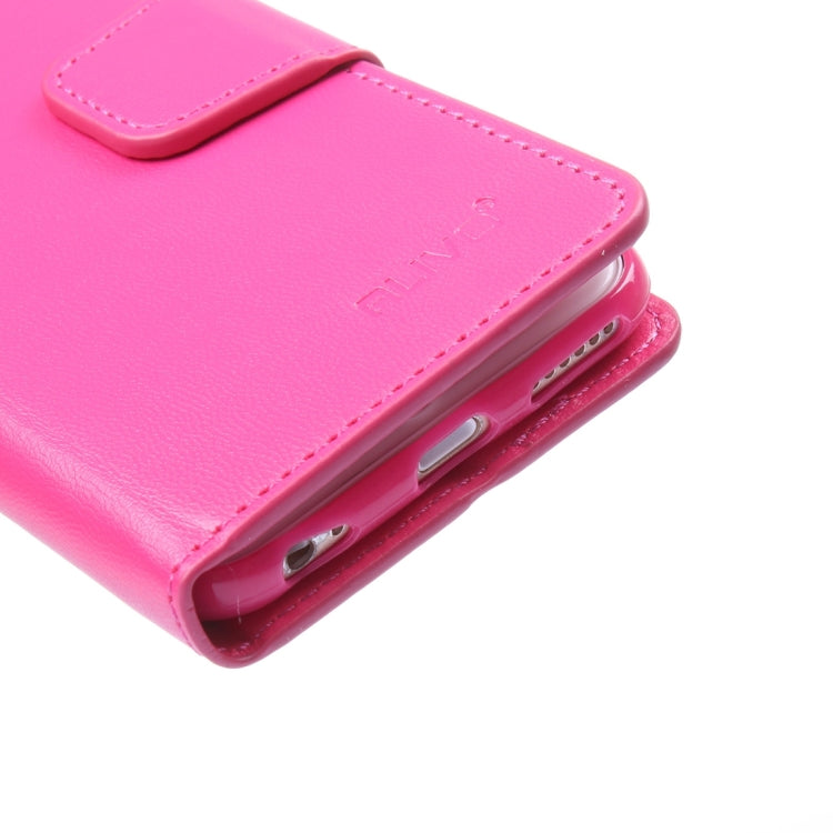 ALIVO for iPhone 6 Plus & 6s Plus Horizontal Flip Solid Color Oil Edge Leather Case with Card Slots & Holder & Wallet(Magenta)