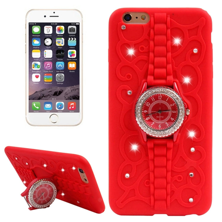For iPhone 6 Plus & 6s Plus 2 in 1 Diamond Encrusted TPU + Metal Combination Case with Watch Holder & Hand Strap