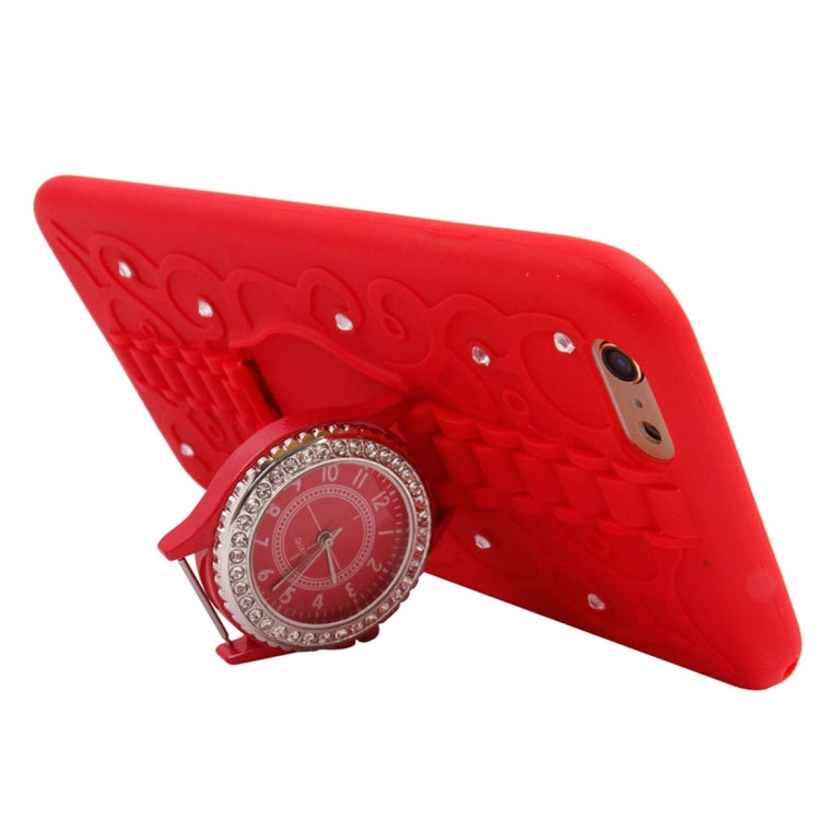 For iPhone 6 Plus & 6s Plus 2 in 1 Diamond Encrusted TPU + Metal Combination Case with Watch Holder & Hand Strap