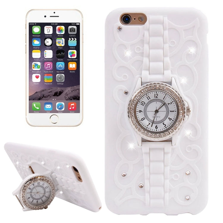 For iPhone 6 Plus & 6s Plus 2 in 1 Diamond Encrusted TPU + Metal Combination Case with Watch Holder & Hand Strap