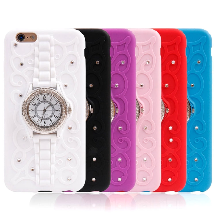 For iPhone 6 Plus & 6s Plus 2 in 1 Diamond Encrusted TPU + Metal Combination Case with Watch Holder & Hand Strap