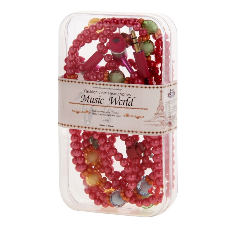 Multicolour Fashion Pearl Style In-ear Necklace Headphone
