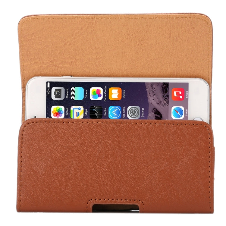 5.7 inch Bark Texture Horizontal Style Leather Waist Bag with Back Splint for iPhone 6 Plus & 6s Plus / Galaxy A8(Brown)