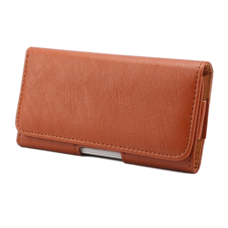 5.7 inch Bark Texture Horizontal Style Leather Waist Bag with Back Splint for iPhone 6 Plus & 6s Plus / Galaxy A8(Brown)
