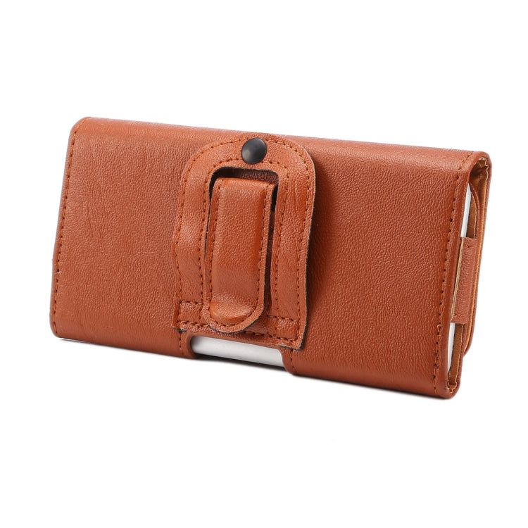 5.7 inch Bark Texture Horizontal Style Leather Waist Bag with Back Splint for iPhone 6 Plus & 6s Plus / Galaxy A8(Brown)