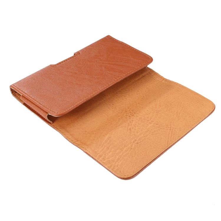 5.7 inch Bark Texture Horizontal Style Leather Waist Bag with Back Splint for iPhone 6 Plus & 6s Plus / Galaxy A8(Brown)