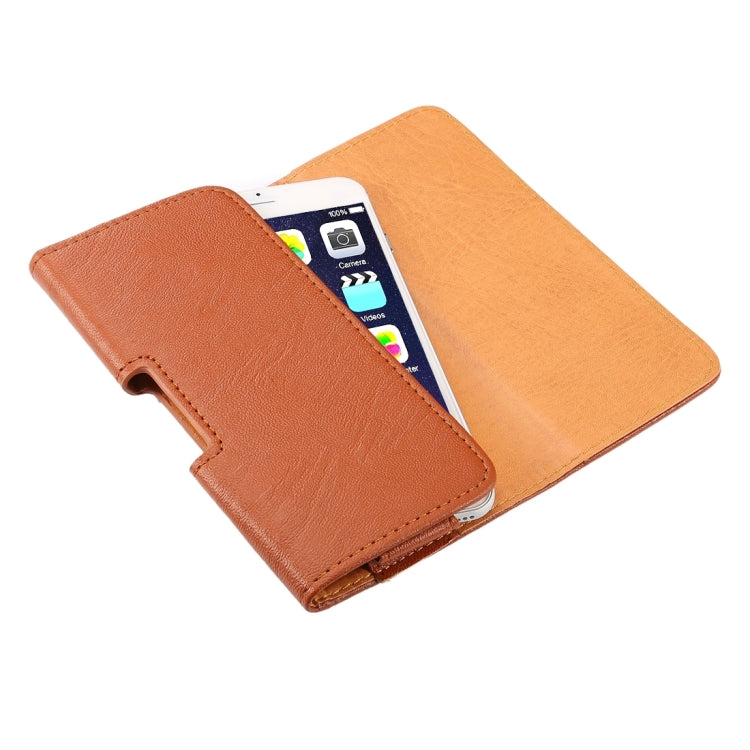 5.7 inch Bark Texture Horizontal Style Leather Waist Bag with Back Splint for iPhone 6 Plus & 6s Plus / Galaxy A8(Brown)
