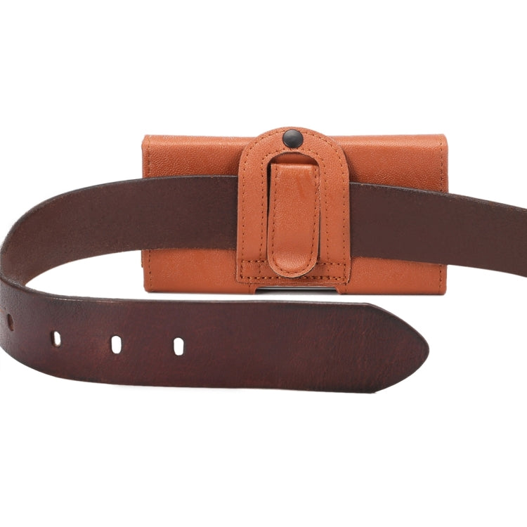 5.7 inch Bark Texture Horizontal Style Leather Waist Bag with Back Splint for iPhone 6 Plus & 6s Plus / Galaxy A8(Brown)