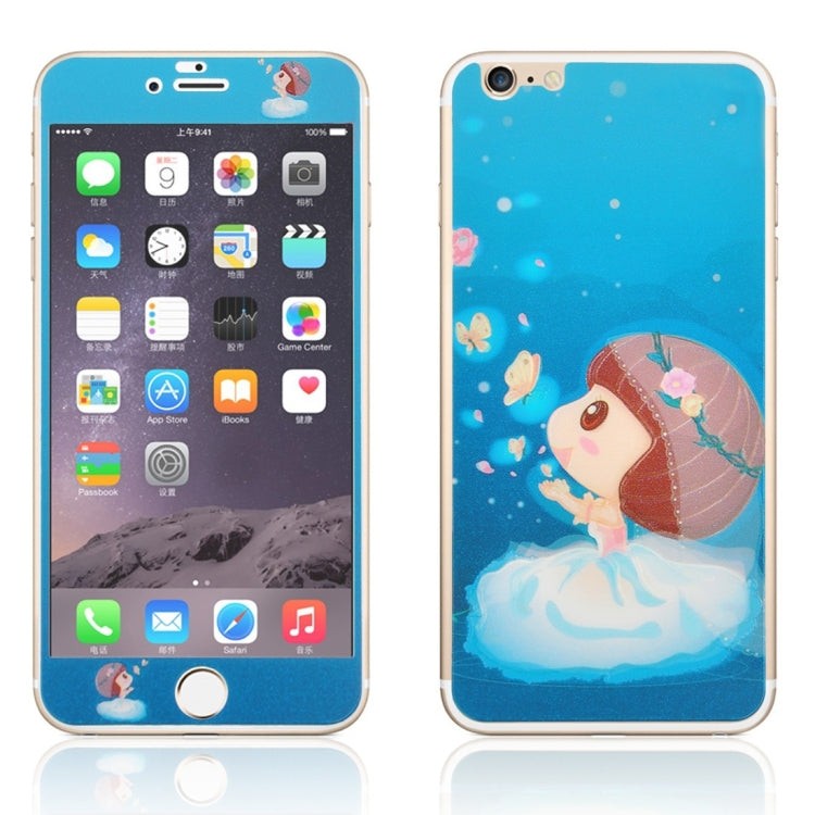 0.3mm Cartoon Girl Pattern Embossed Fluorescent Front + Back Tempered Glass Screen Protector for iPhone 6 Plus & 6s Plus